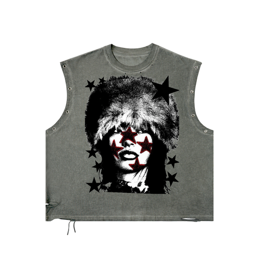 F.O.F Distressed Grommet Eyelet Tank Top
